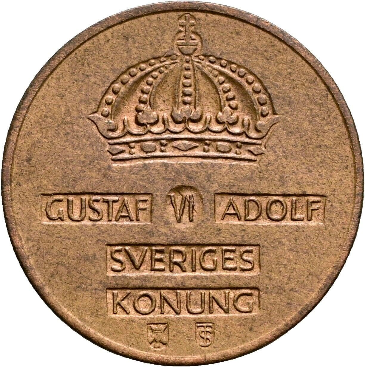 2 Öre Gustav VI. Adolf (1950-1973) 1957 – Rückseite