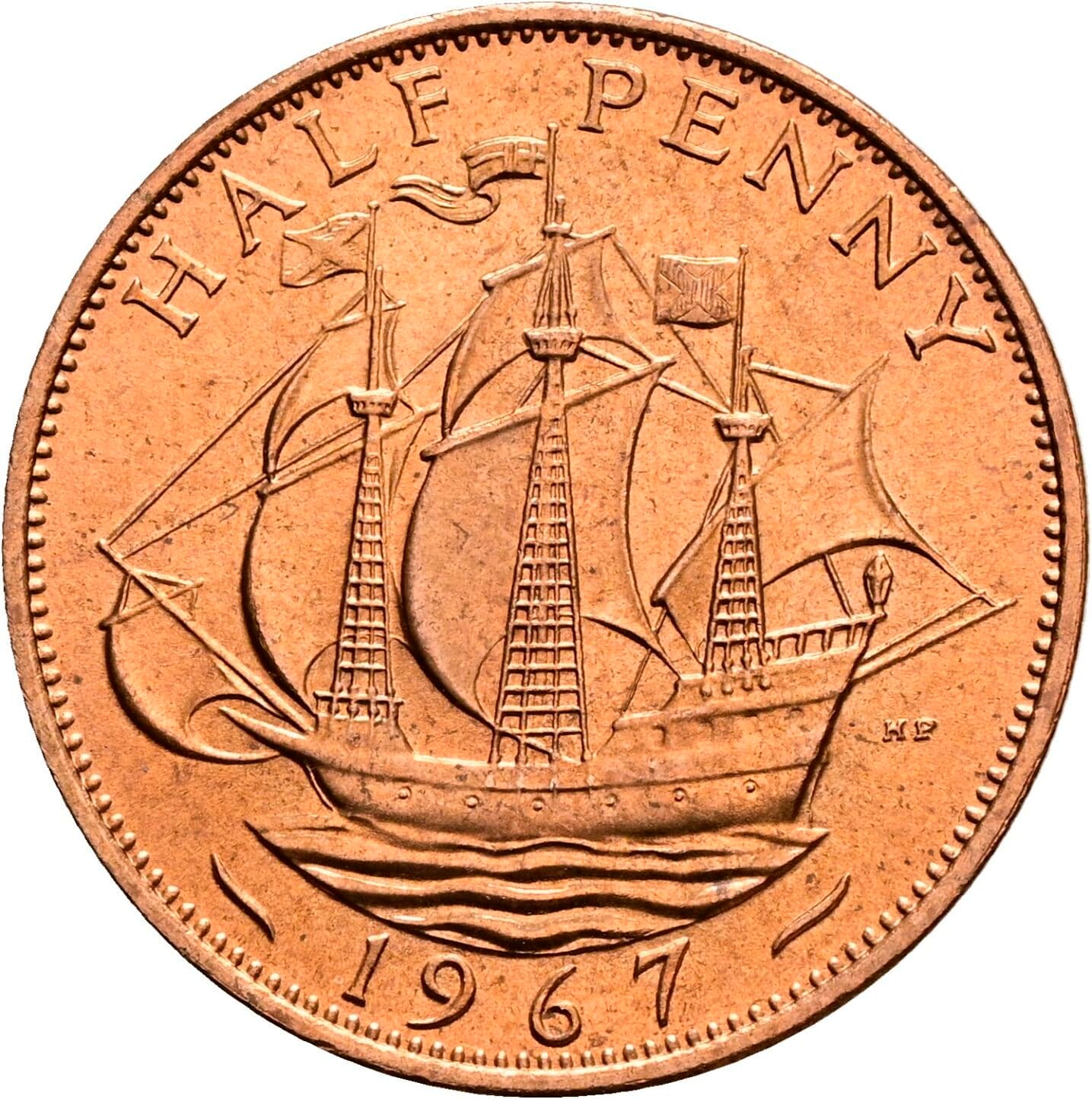 Half Penny Elisabeth II. 1952-2022 1967 – Rückseite