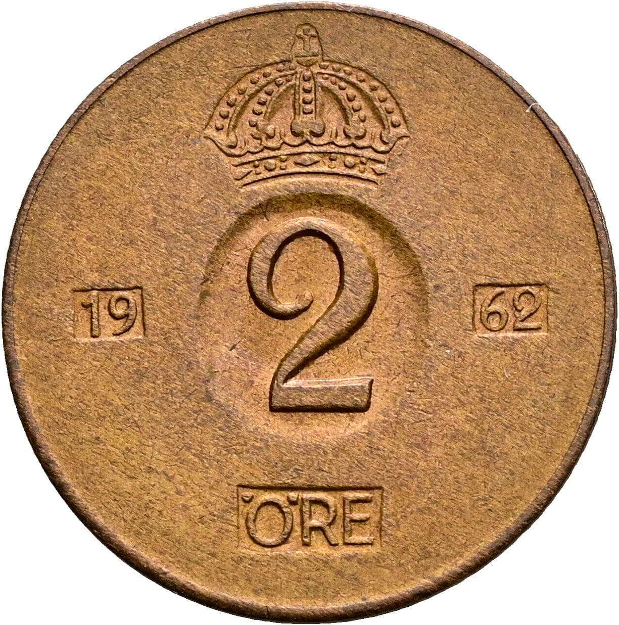 2 Öre Gustav VI. Adolf (1950-1973) 1962 – Vorderseite