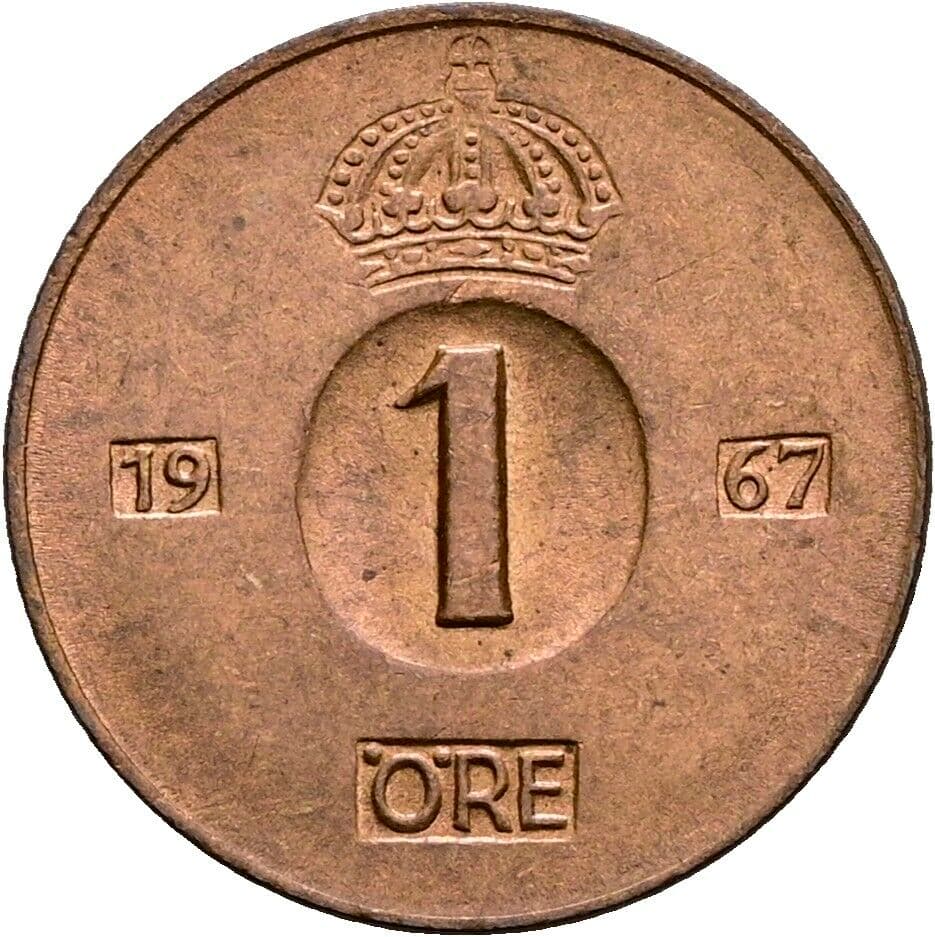 1 Öre Gustav VI. Adolf (1950-1973) 1967 – Vorderseite