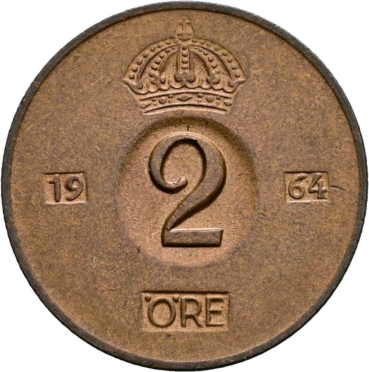 2 Öre Gustaf VI Adolf (1950-1973) 1964 – Vorderseite