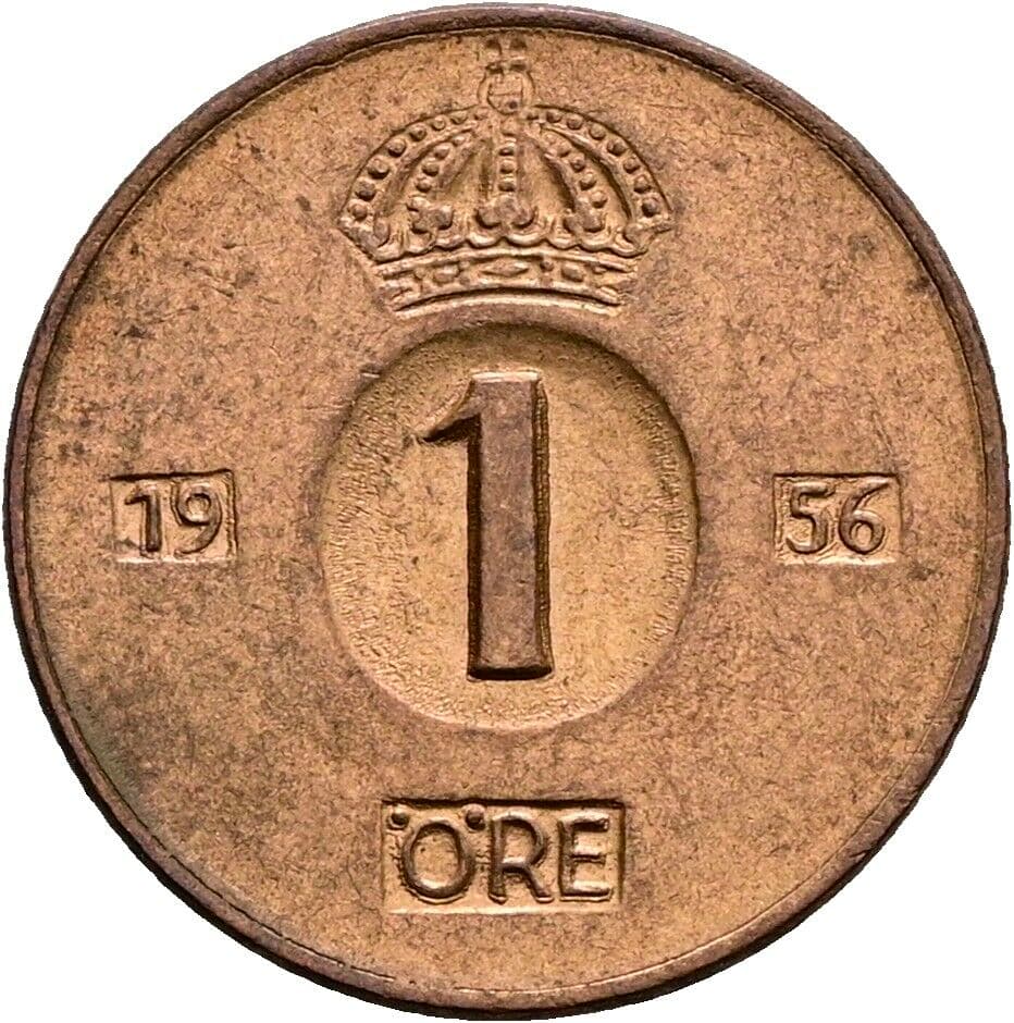 1 Öre Gustav VI. Adolf (1950-1973) 1956 – Vorderseite