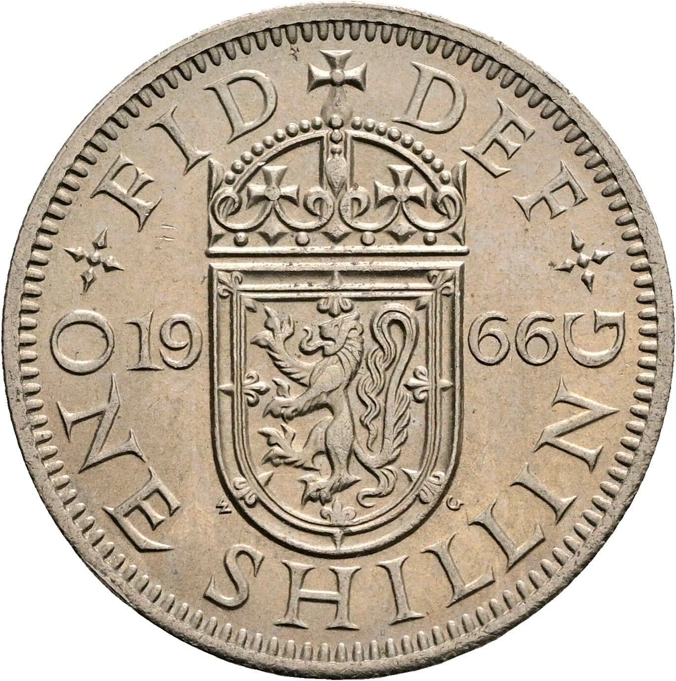 1 Shilling Elisabeth II. 1952-2022 1966 – Rückseite