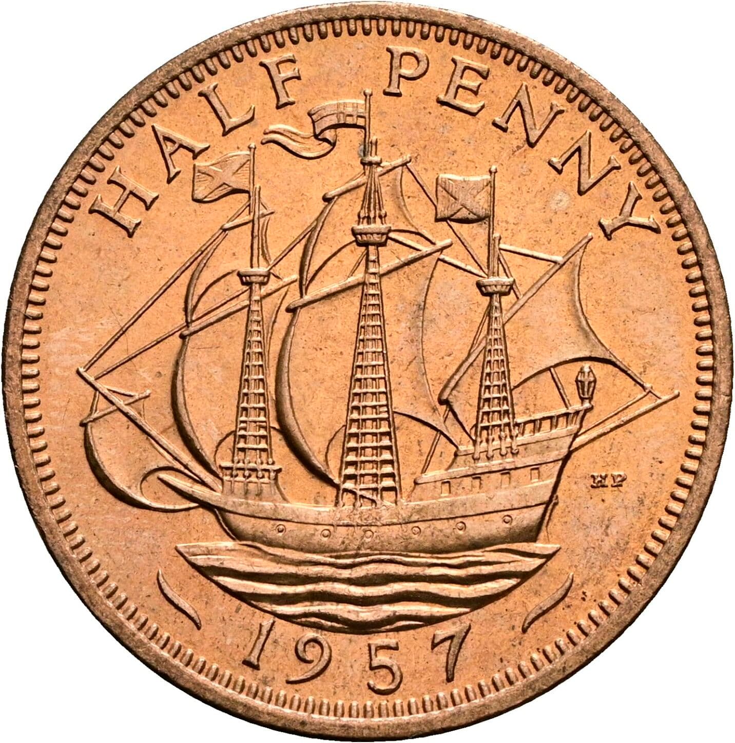 1/2 Penny Elisabeth II. 1952-2022 1957 – Rückseite