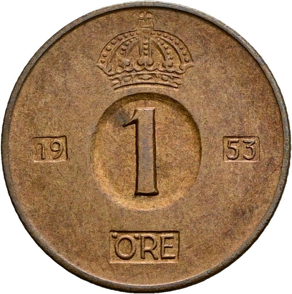 1 Öre Gustav VI. Adolf (1950-1973) 1953 – Vorderseite