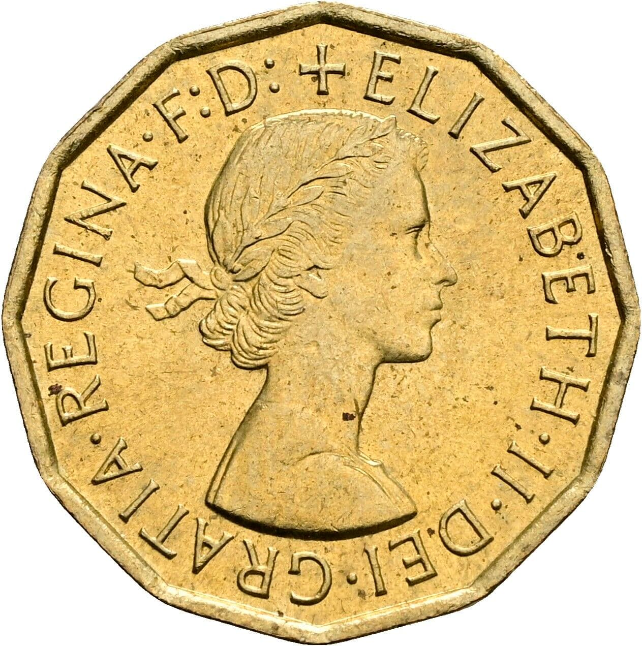 3 Pence Elisabeth II. 1952-2022 1967 – Vorderseite