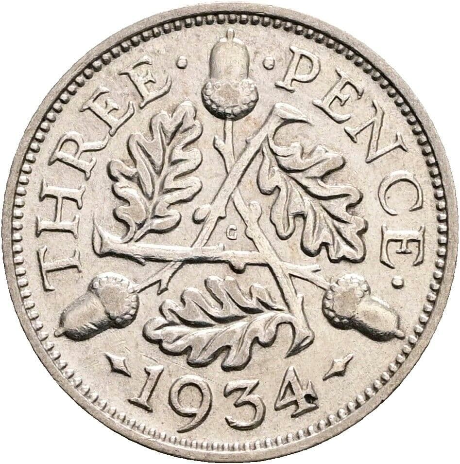 3 Pence George V. (1910-1936) 1934 – Rückseite