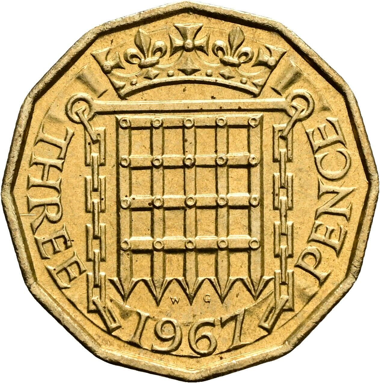 3 Pence Elisabeth II. 1952-2022 1967 – Rückseite