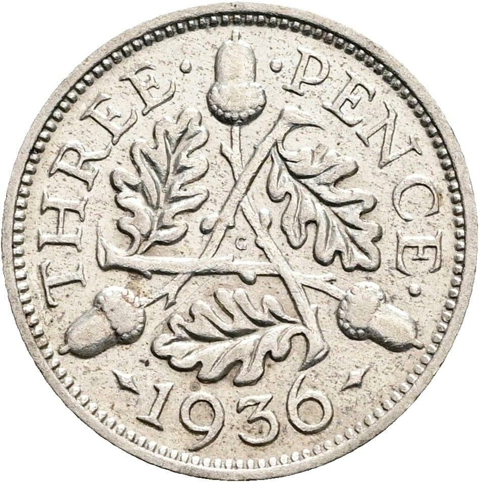 3 Pence George V. (1910-1936) 1936 – Rückseite