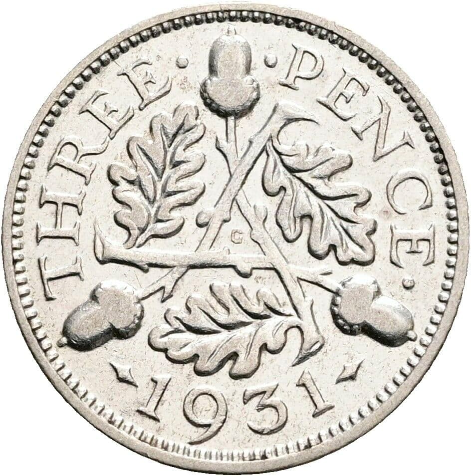 3 Pence George V. (1910-1936) 1931 – Rückseite