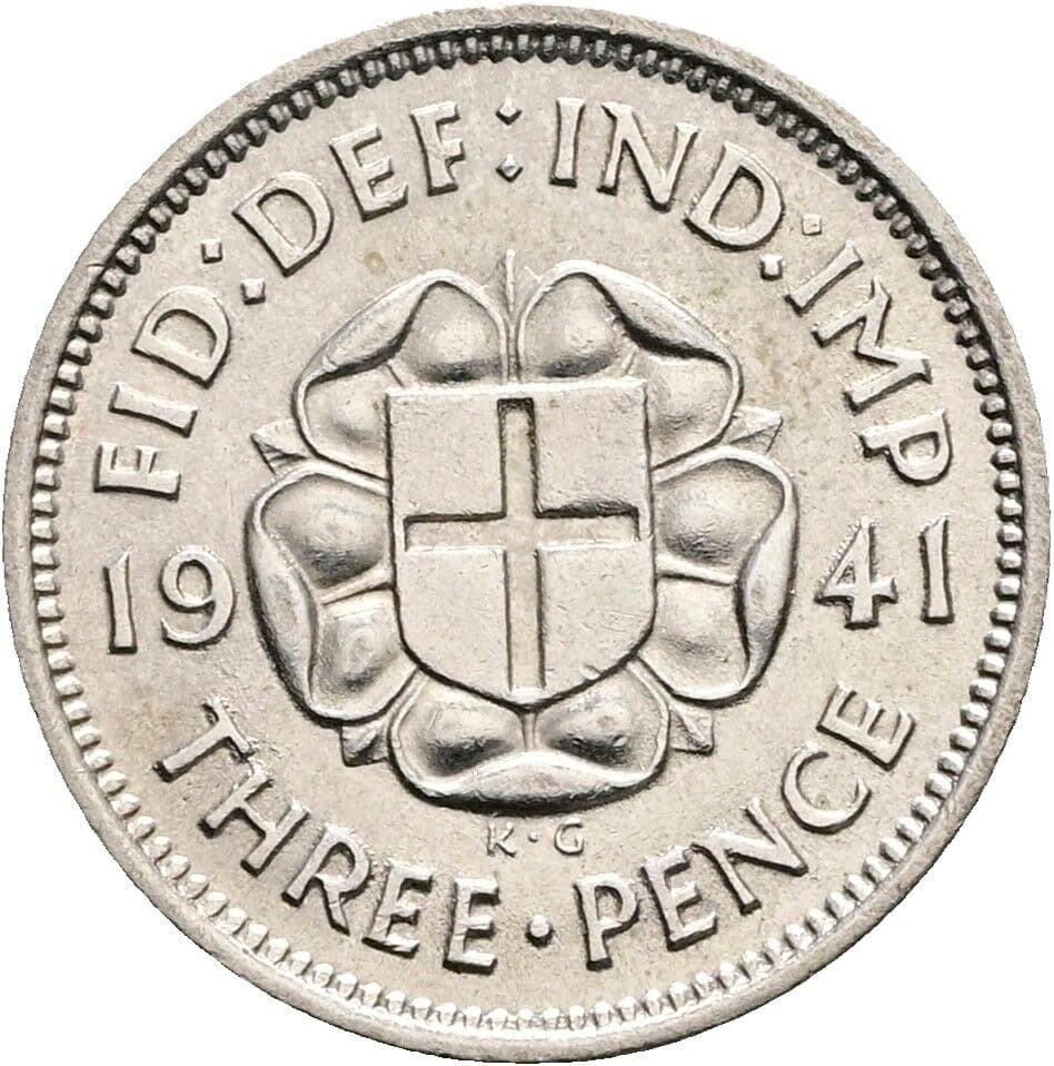 3 Pence Georg VI. (1936-1952) 1941 – Rückseite
