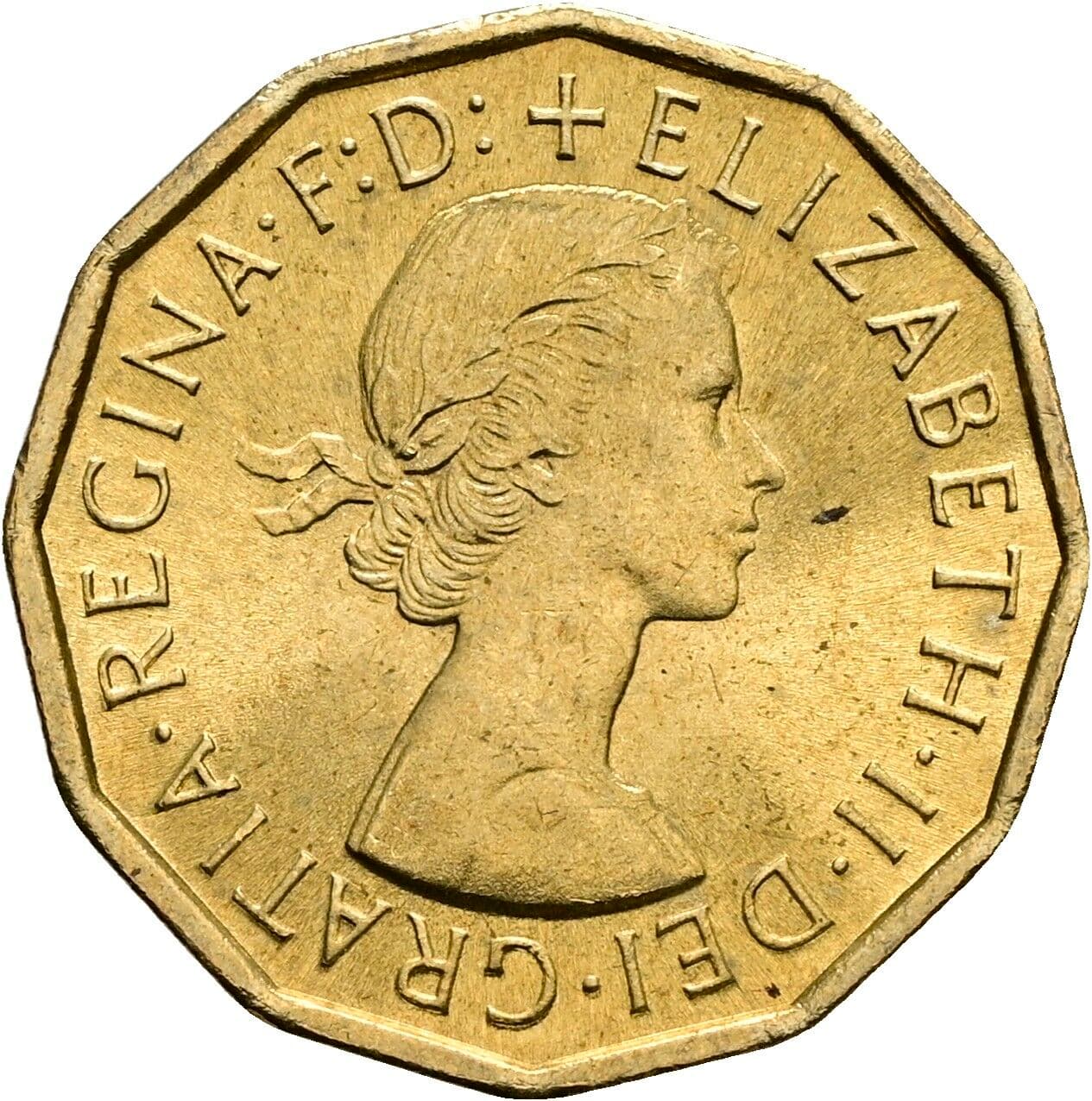 3 Pence Elisabeth II. 1952-2022 1967 – Vorderseite