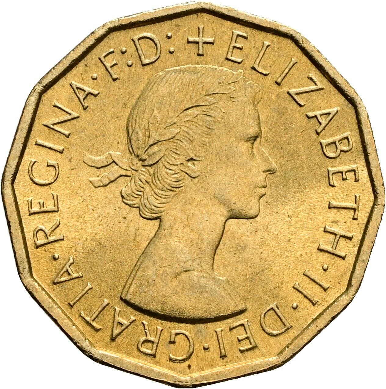 3 Pence Elisabeth II. 1952-2022 1967 – Vorderseite