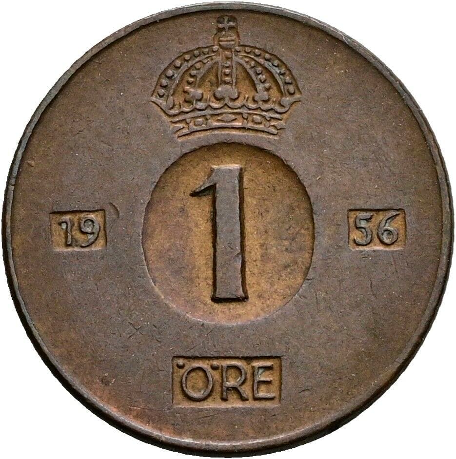 1 Öre Gustav VI. Adolf (1950-1973) 1956 – Vorderseite