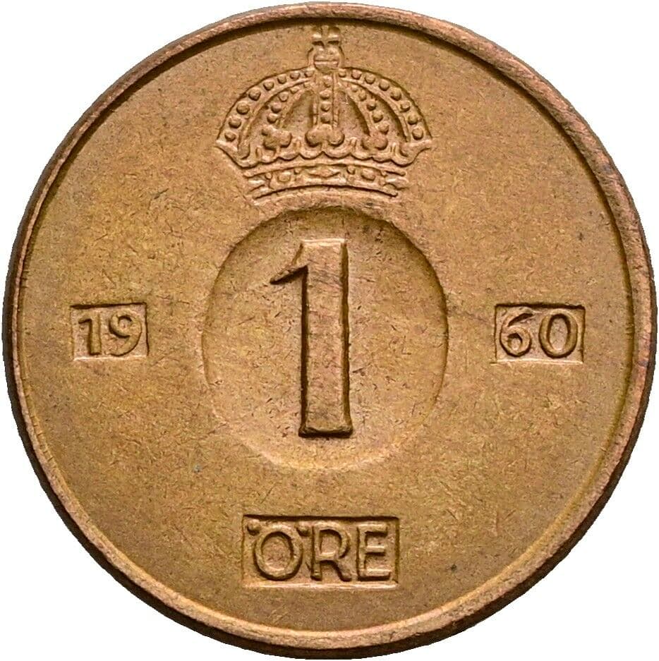 1 Öre Gustav VI. Adolf (1950-1973) 1960 – Vorderseite