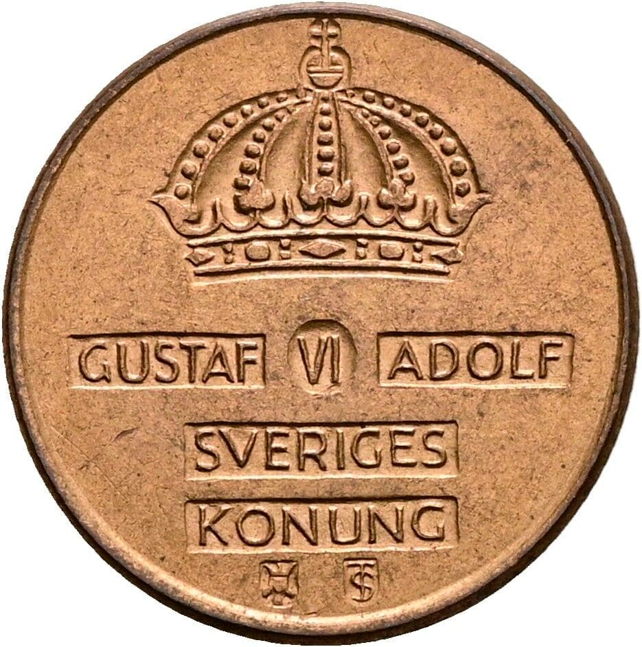 1 Öre Gustav VI. Adolf (1950-1973) 1956 – Rückseite