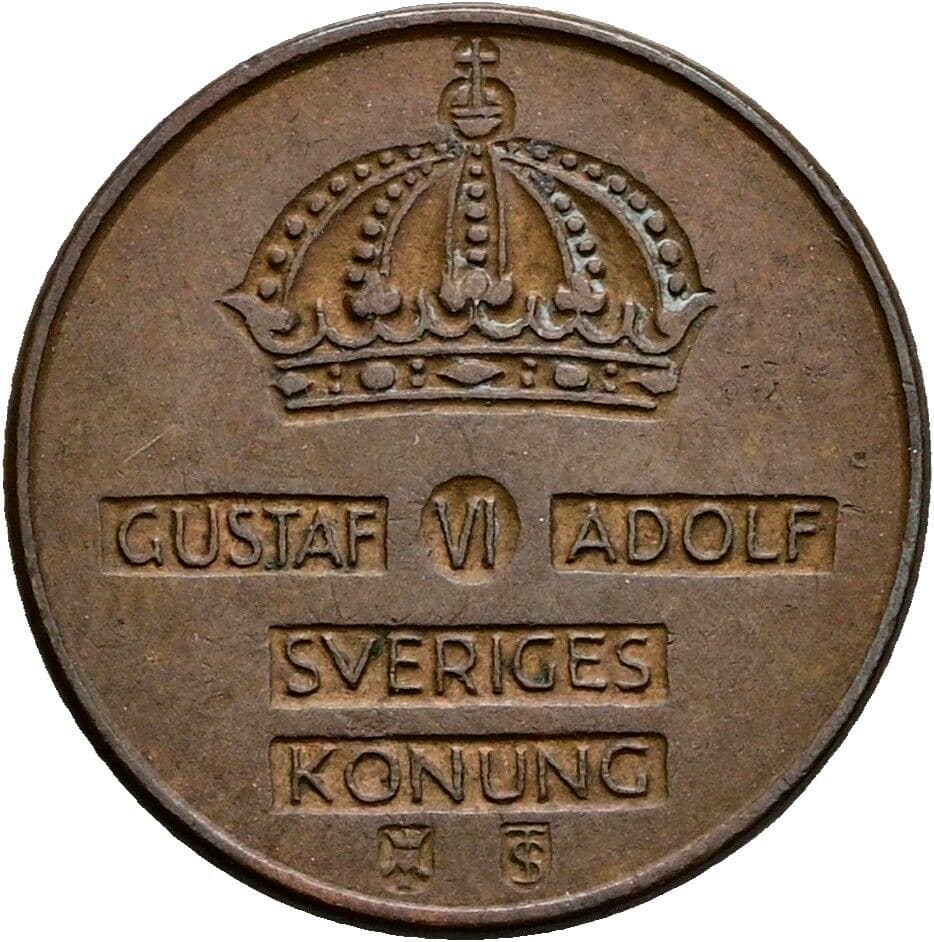 1 Öre Gustav VI. Adolf (1950-1973) 1956 – Rückseite