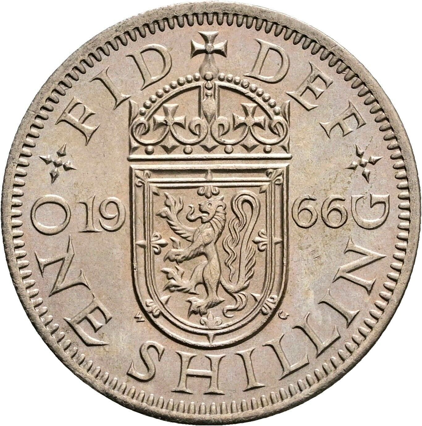 1 Shilling Elisabeth II. 1952-2022 1966 – Rückseite