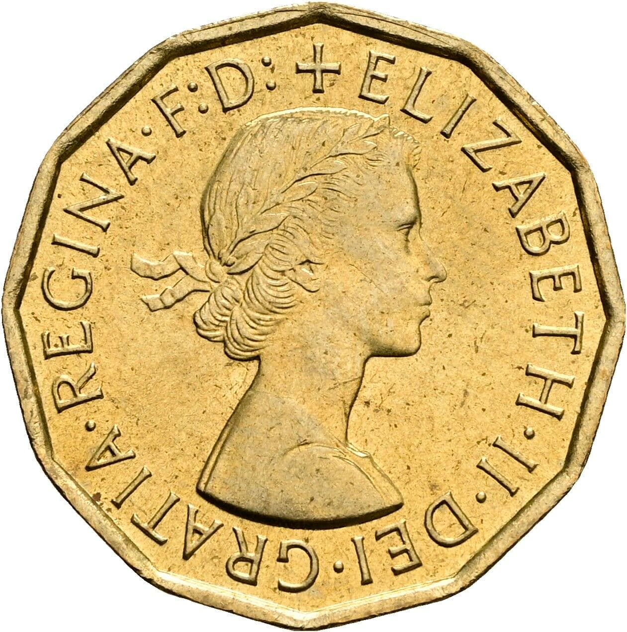 3 Pence Elisabeth II. 1952-2022 1967 – Vorderseite