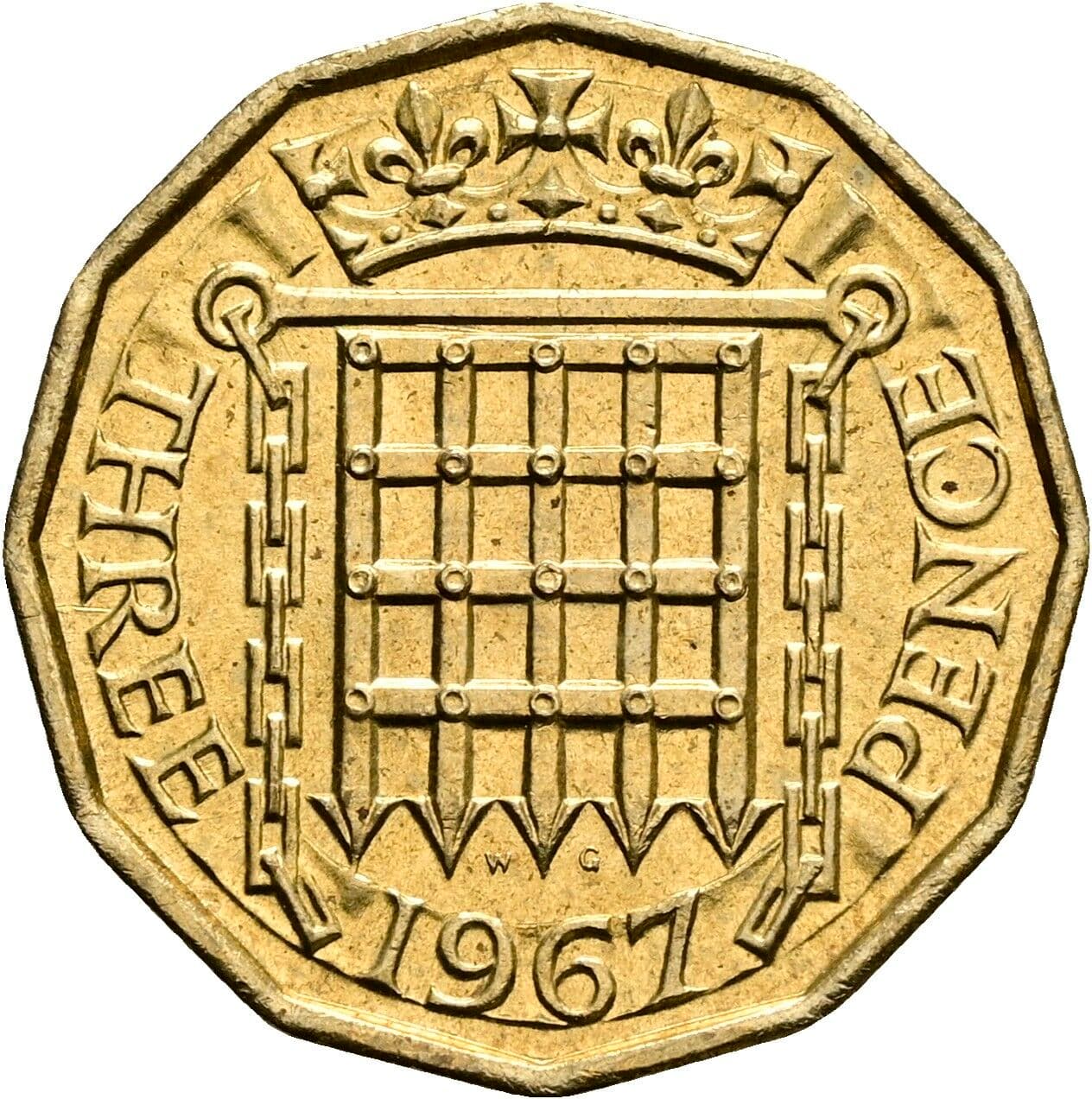 3 Pence Elisabeth II. 1952-2022 1967 – Rückseite