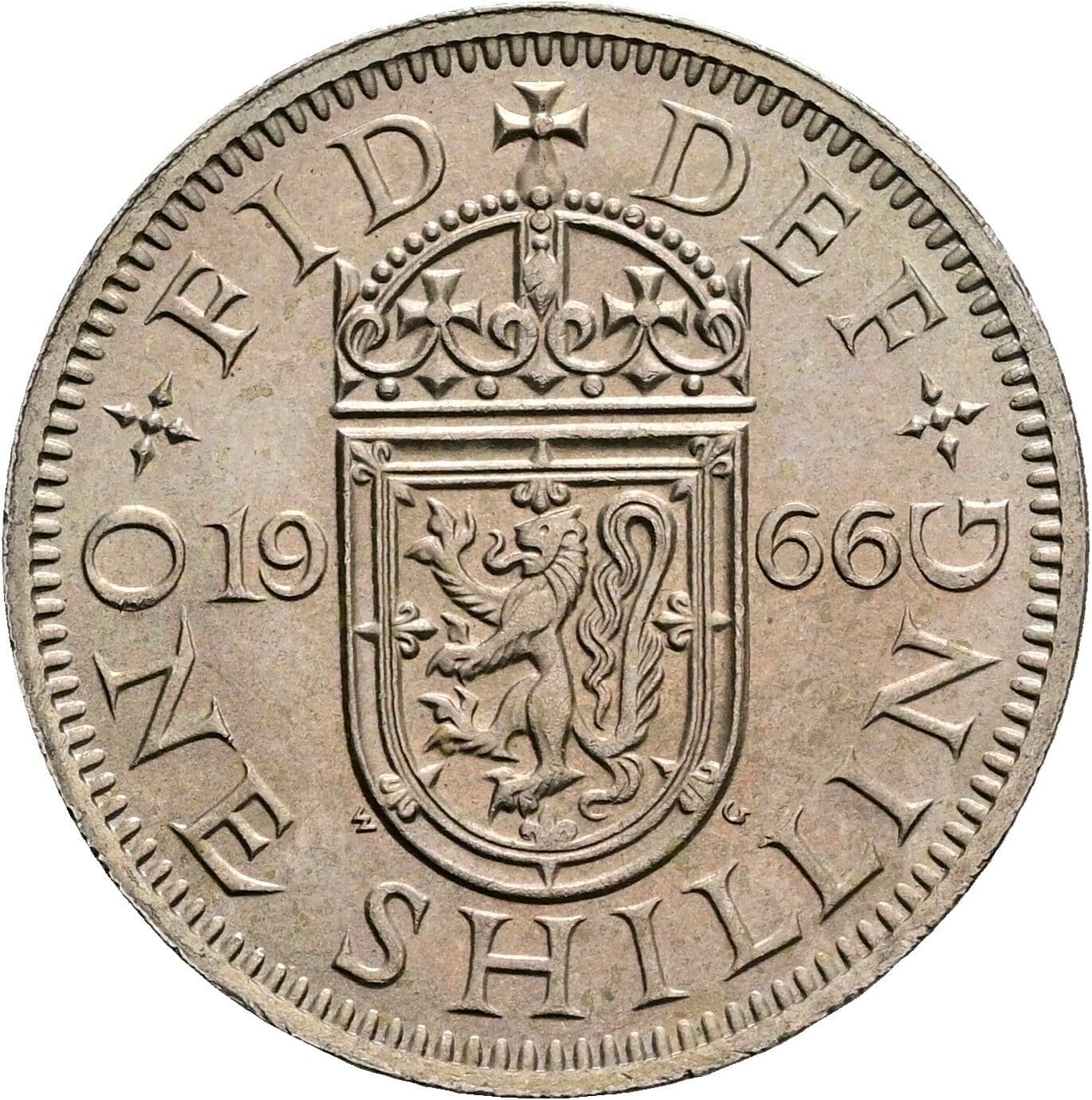 1 Shilling Elisabeth II. 1952-2022 1966 – Rückseite