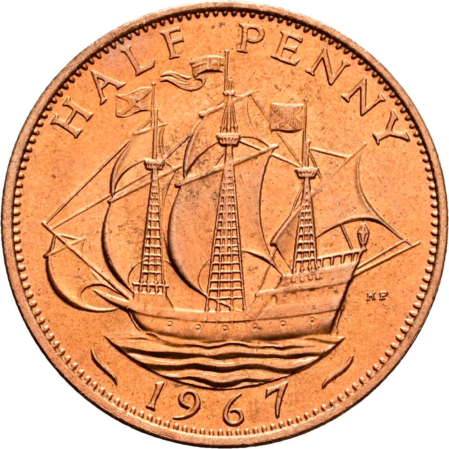 Half Penny Elisabeth II. 1952-2022 1967 – Rückseite