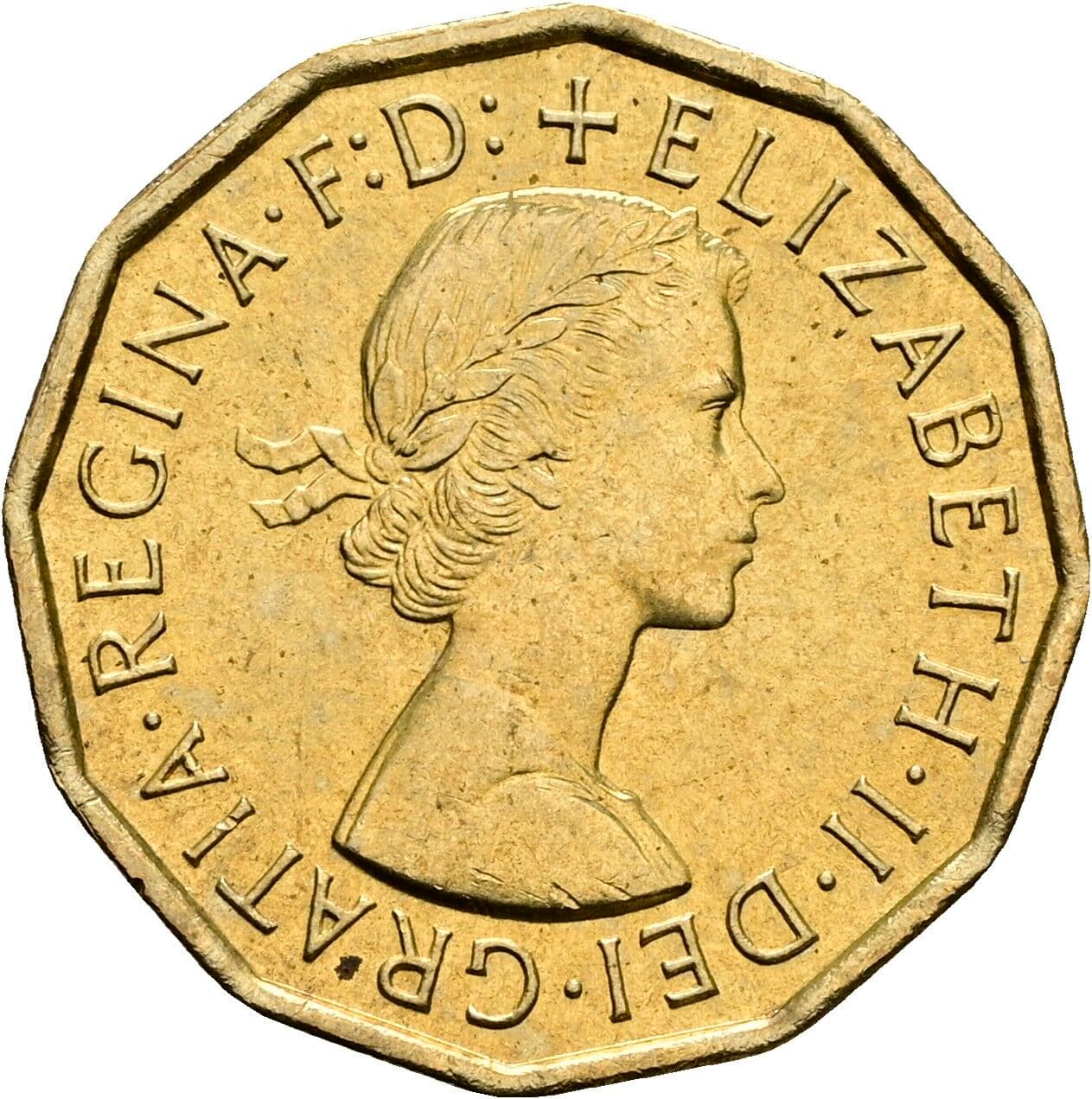 3 Pence Elisabeth II. 1952-2022 1967 – Vorderseite