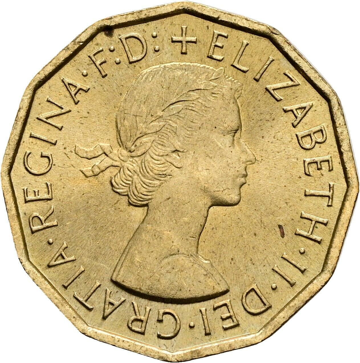 3 Pence Elisabeth II. 1952-2022 1967 – Vorderseite
