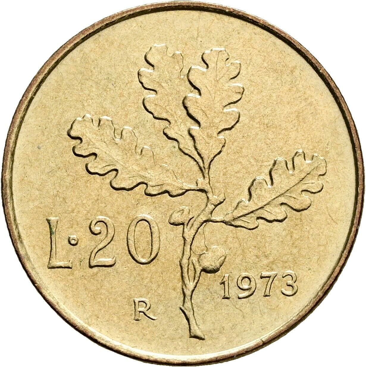 20 Lire 1973 – Rückseite
