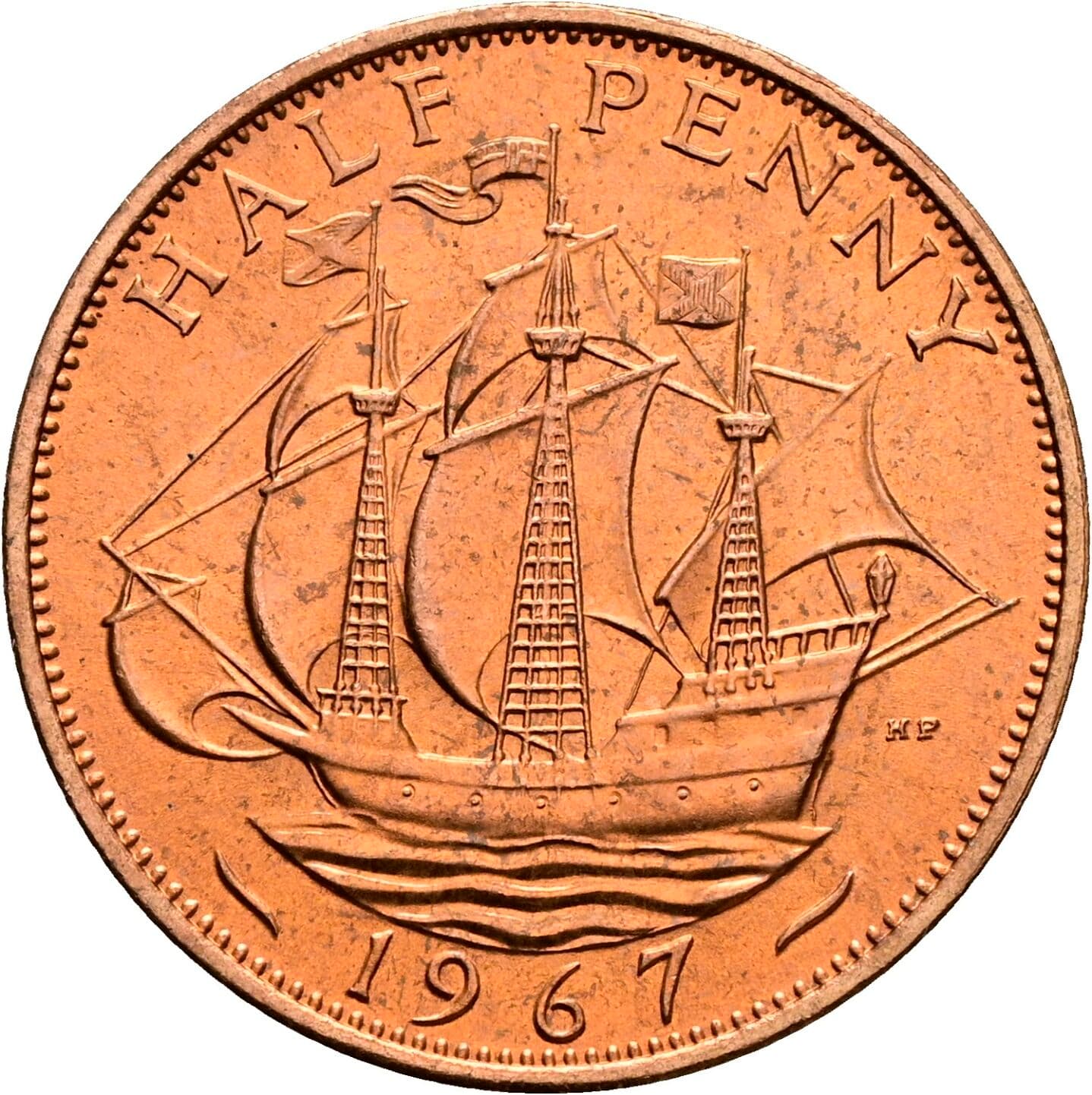 Half Penny Elisabeth II. 1952-2022 1967 – Rückseite