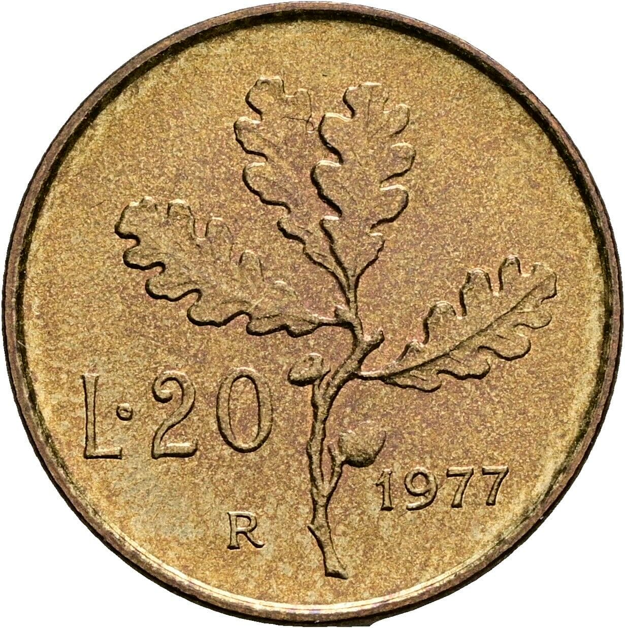 20 Lire 1977 – Rückseite
