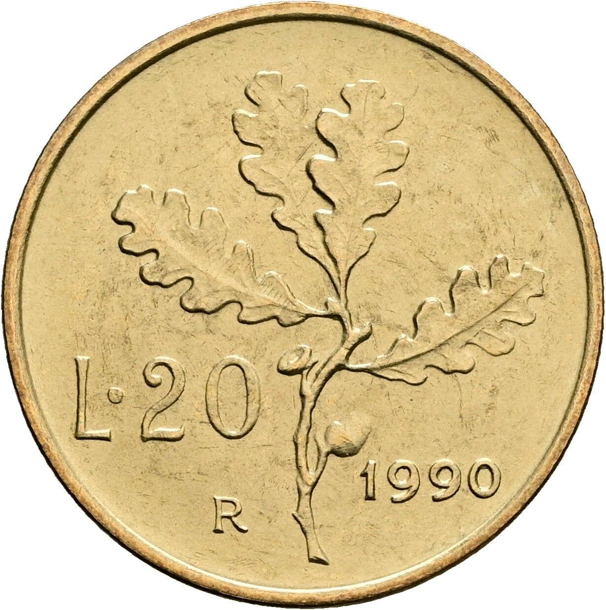 20 Lire 1990 – Rückseite