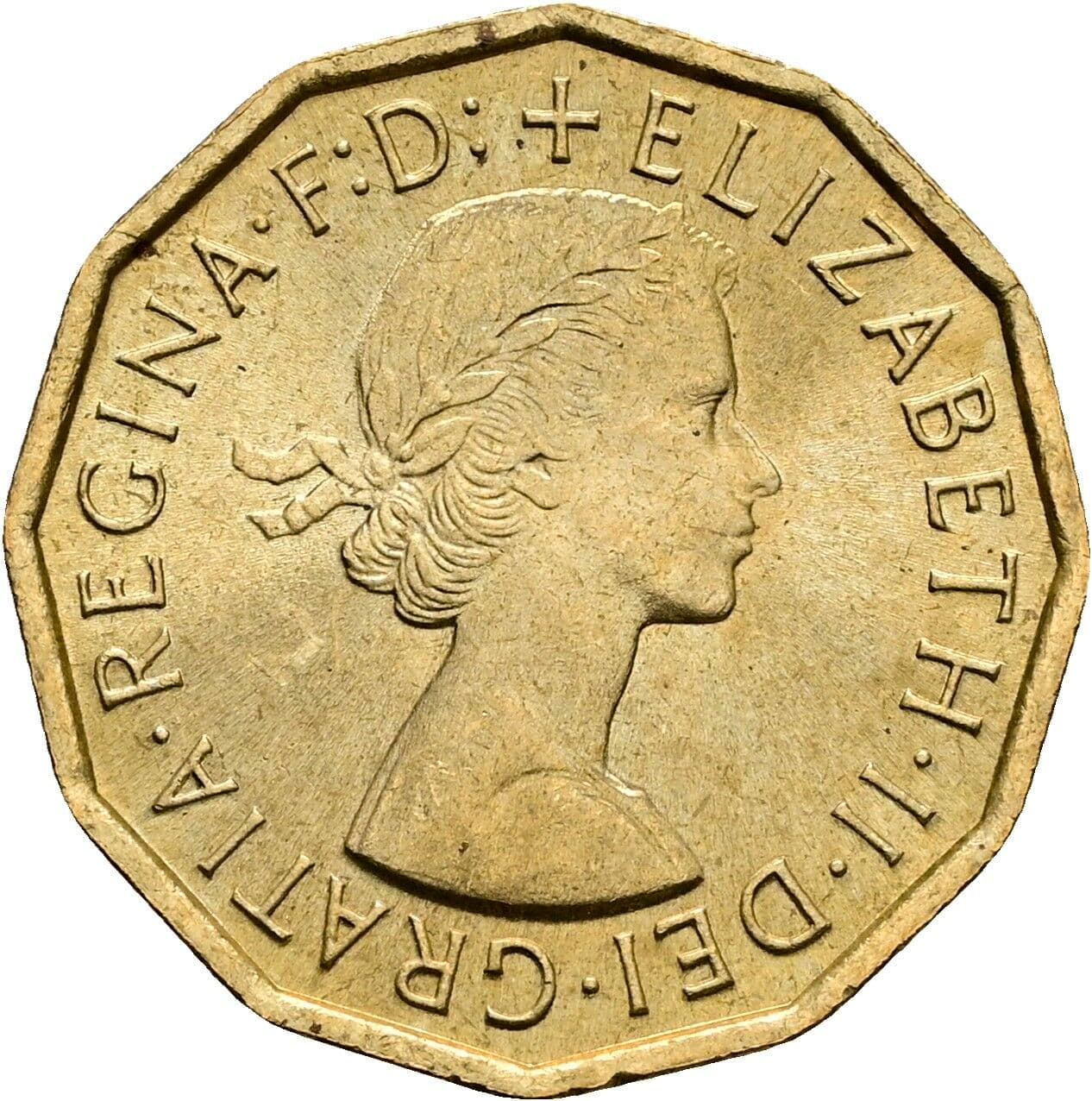 3 Pence Elisabeth II. 1952-2022 1967 – Vorderseite