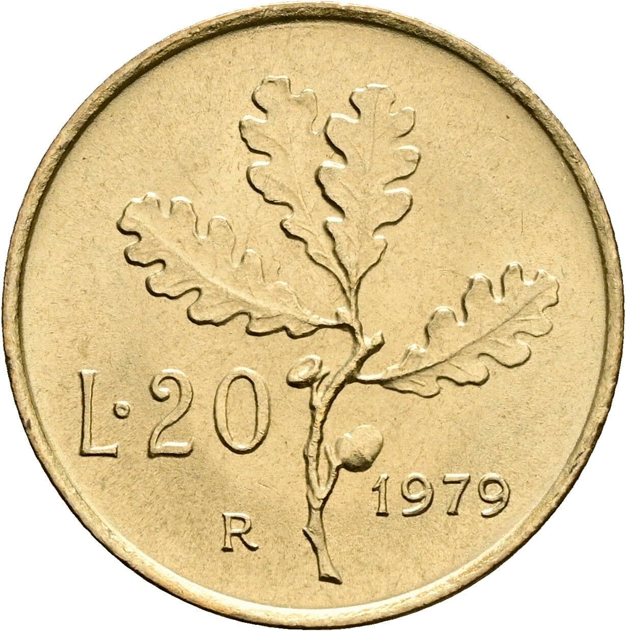 20 Lire 1979 – Rückseite