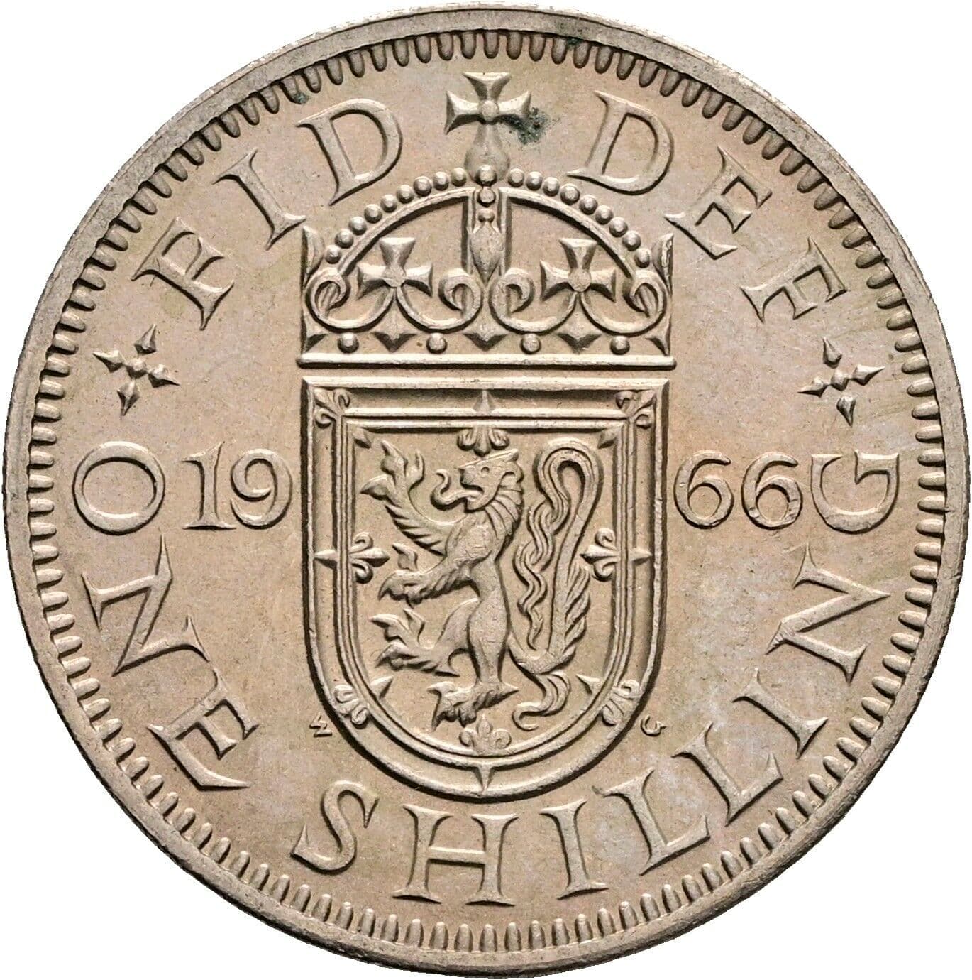 1 Shilling Elisabeth II. 1952-2022 1966 – Rückseite