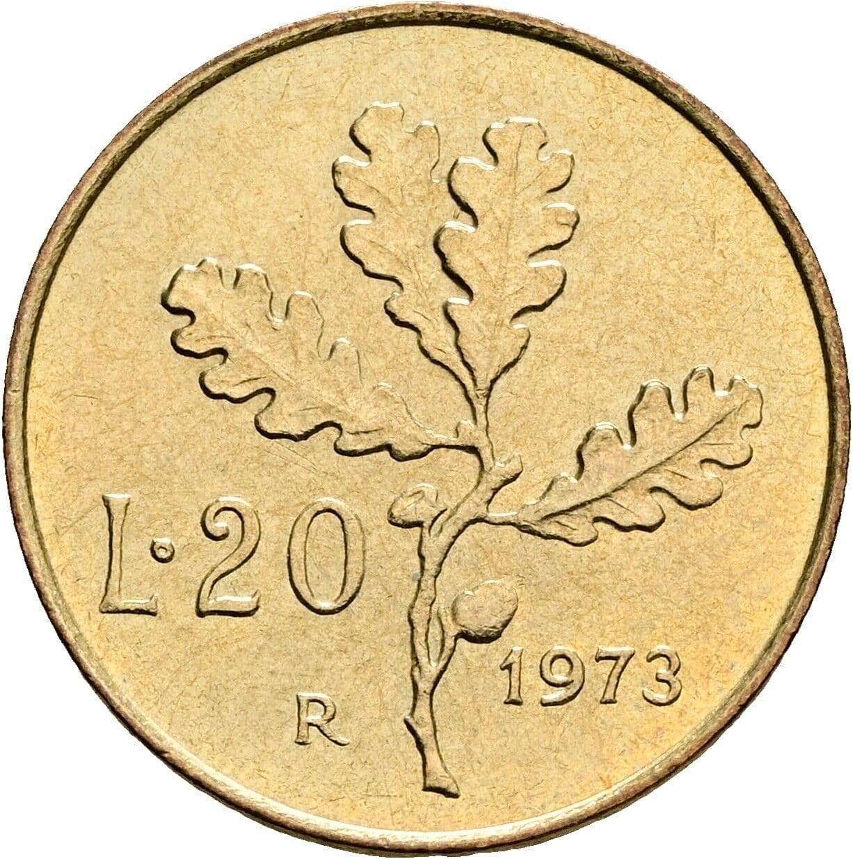 20 Lire 1973 – Rückseite