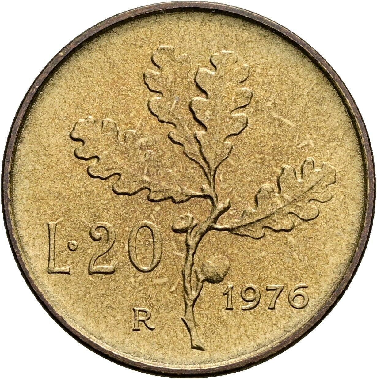 20 Lire 1976 – Rückseite