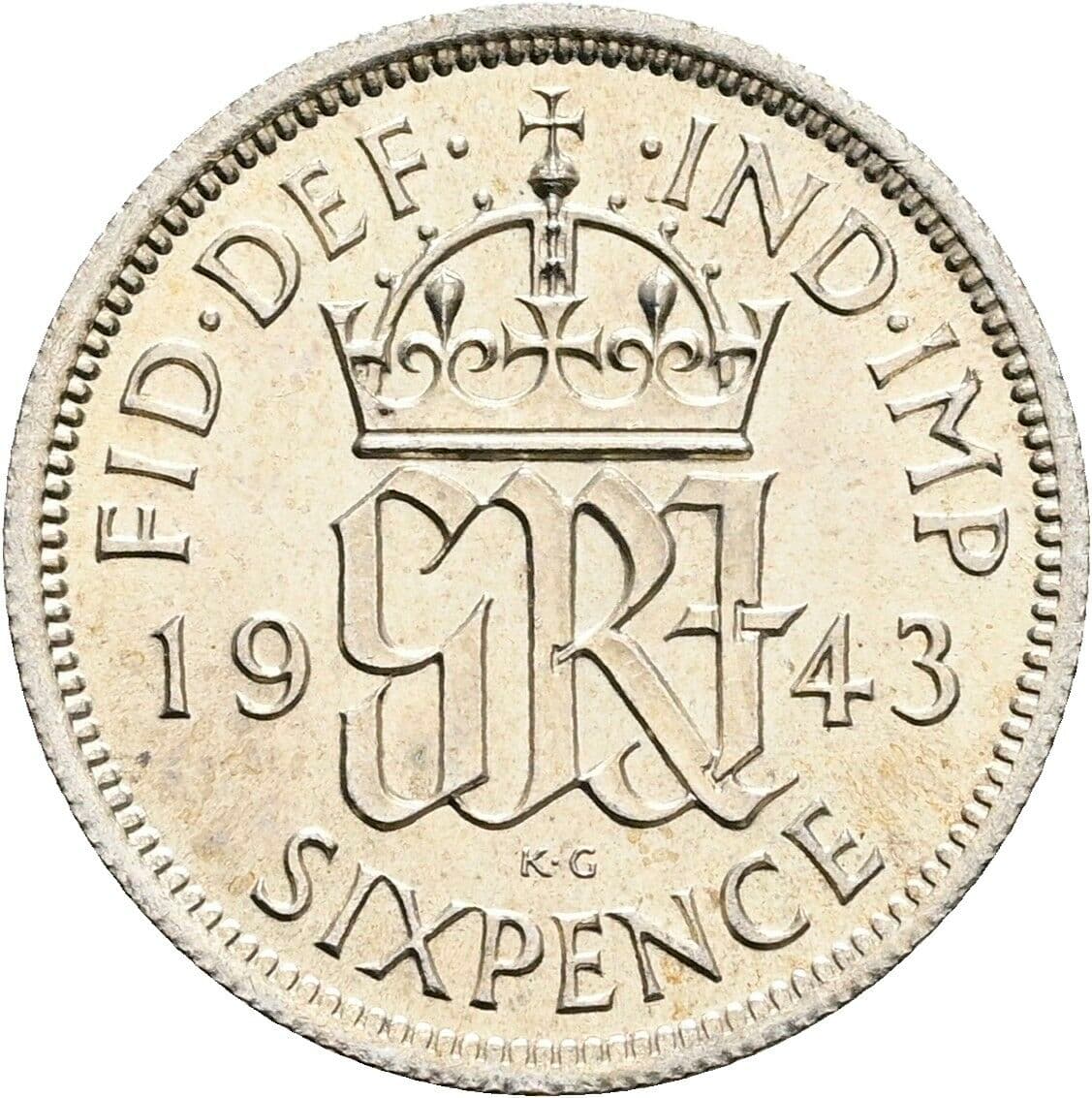 6 Pence George VI. 1936-1952 1943 – Rückseite