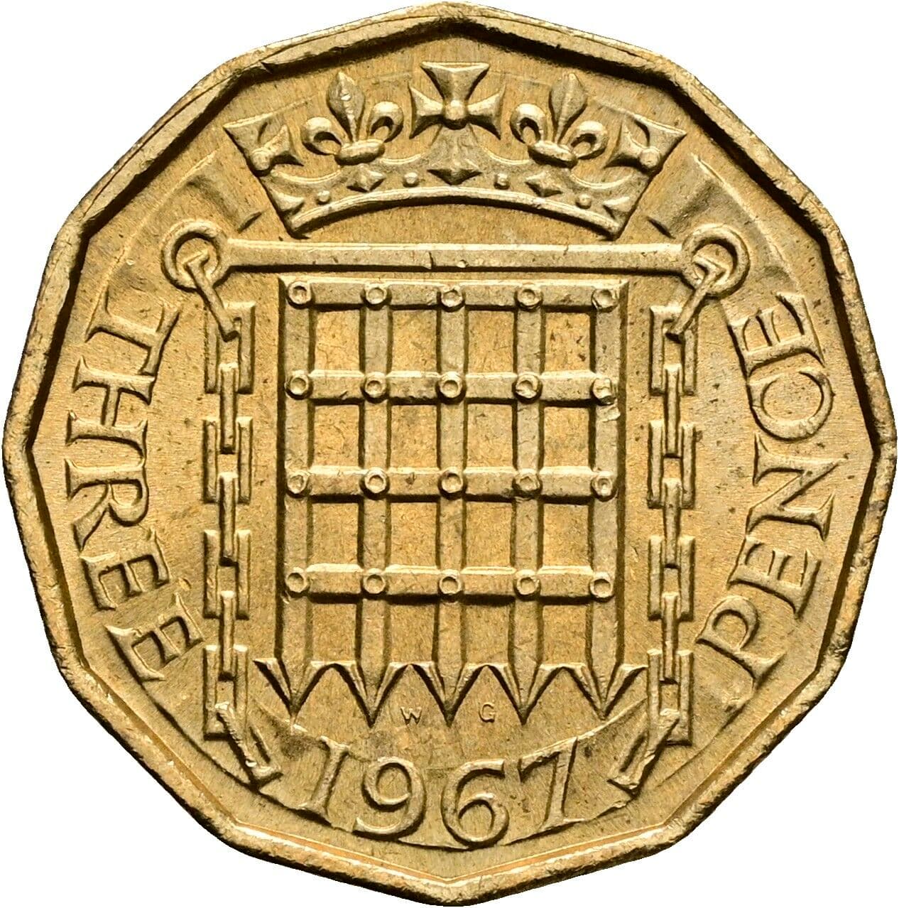 3 Pence Elisabeth II. 1952-2022 1967 – Rückseite