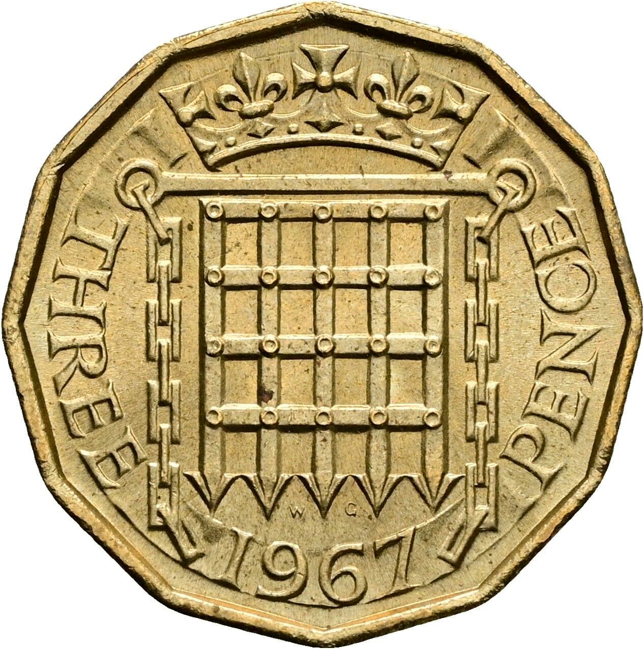 3 Pence Elisabeth II. 1952-2022 1967 – Rückseite