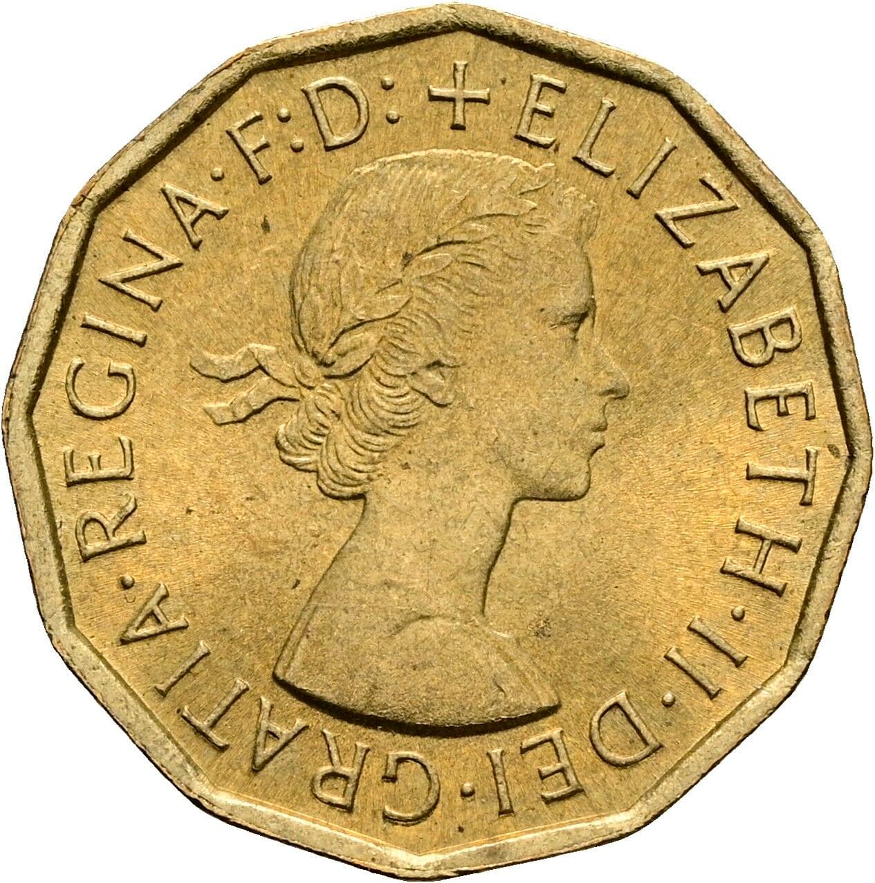3 Pence Elisabeth II. 1952-2022 1967 – Vorderseite