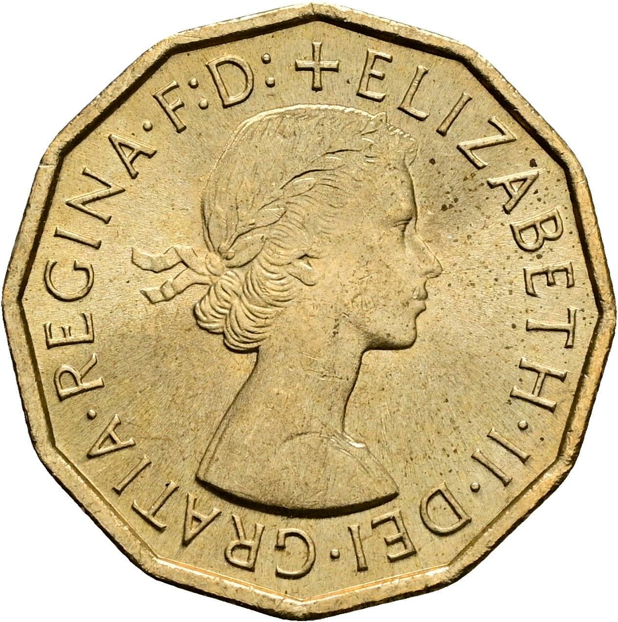 3 Pence Elisabeth II. 1952-2022 1967 – Vorderseite