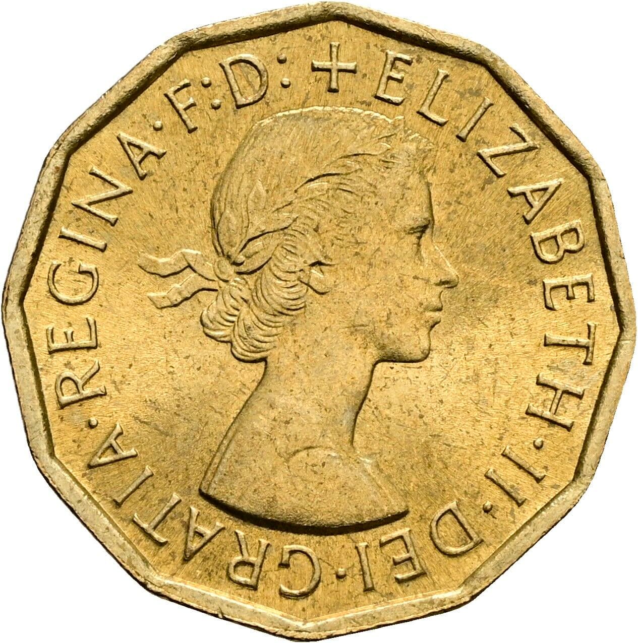3 Pence Elisabeth II. 1952-2022 1967 – Vorderseite