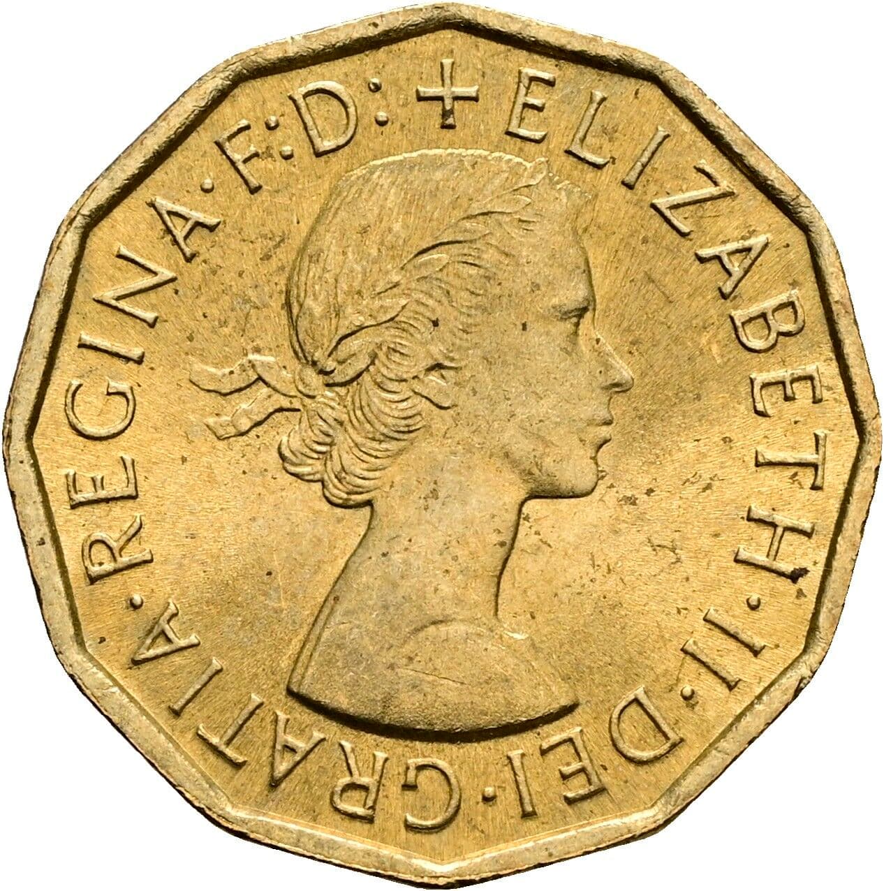 3 Pence Elisabeth II. 1952-2022 1967 – Vorderseite