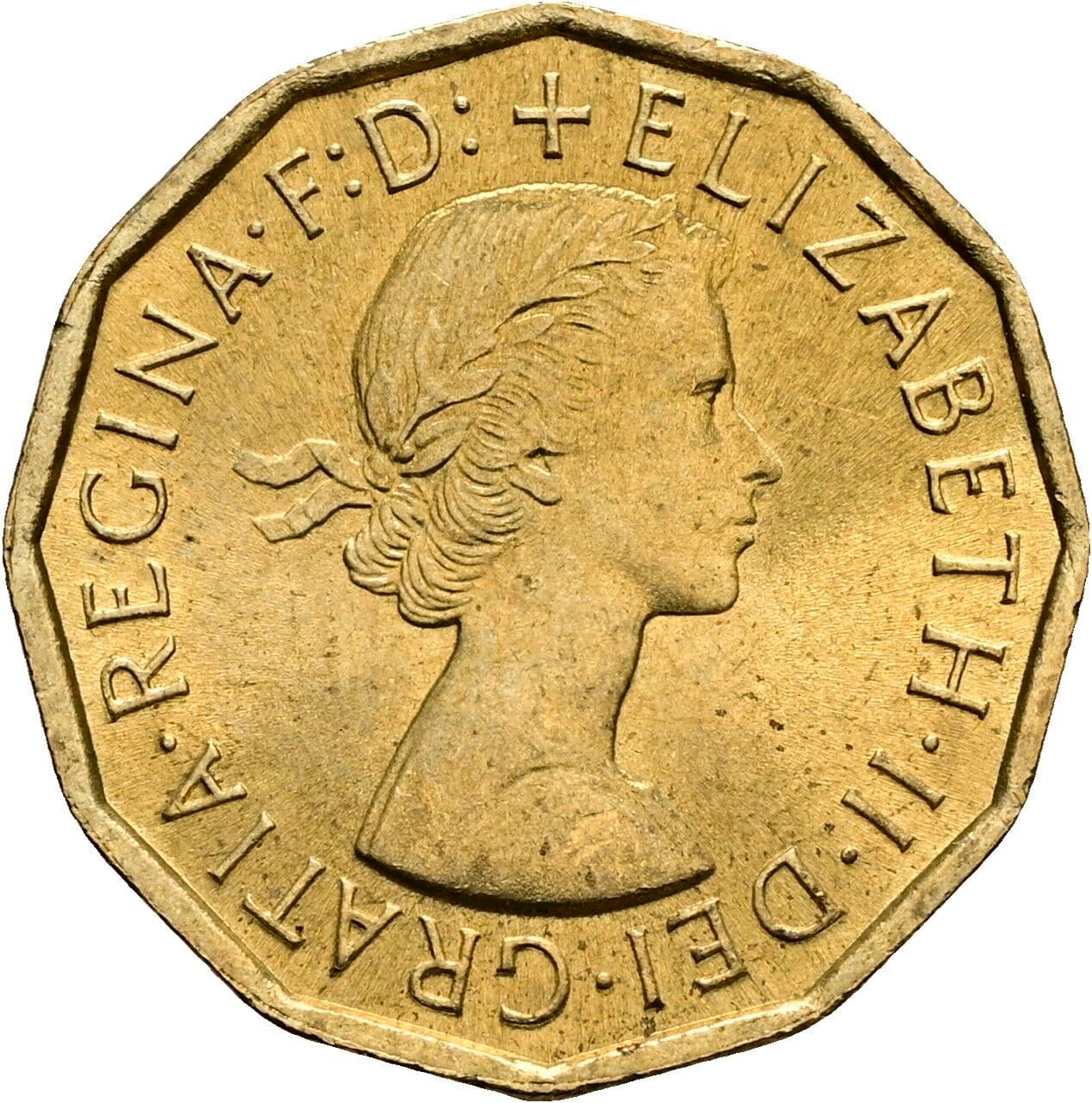 3 Pence Elisabeth II. 1952-2022 1967 – Vorderseite