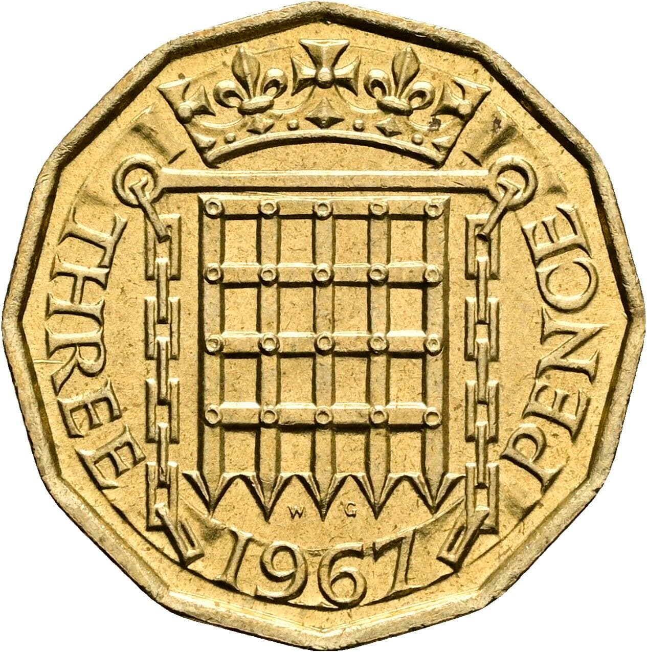 3 Pence Elisabeth II. 1952-2022 1967 – Rückseite