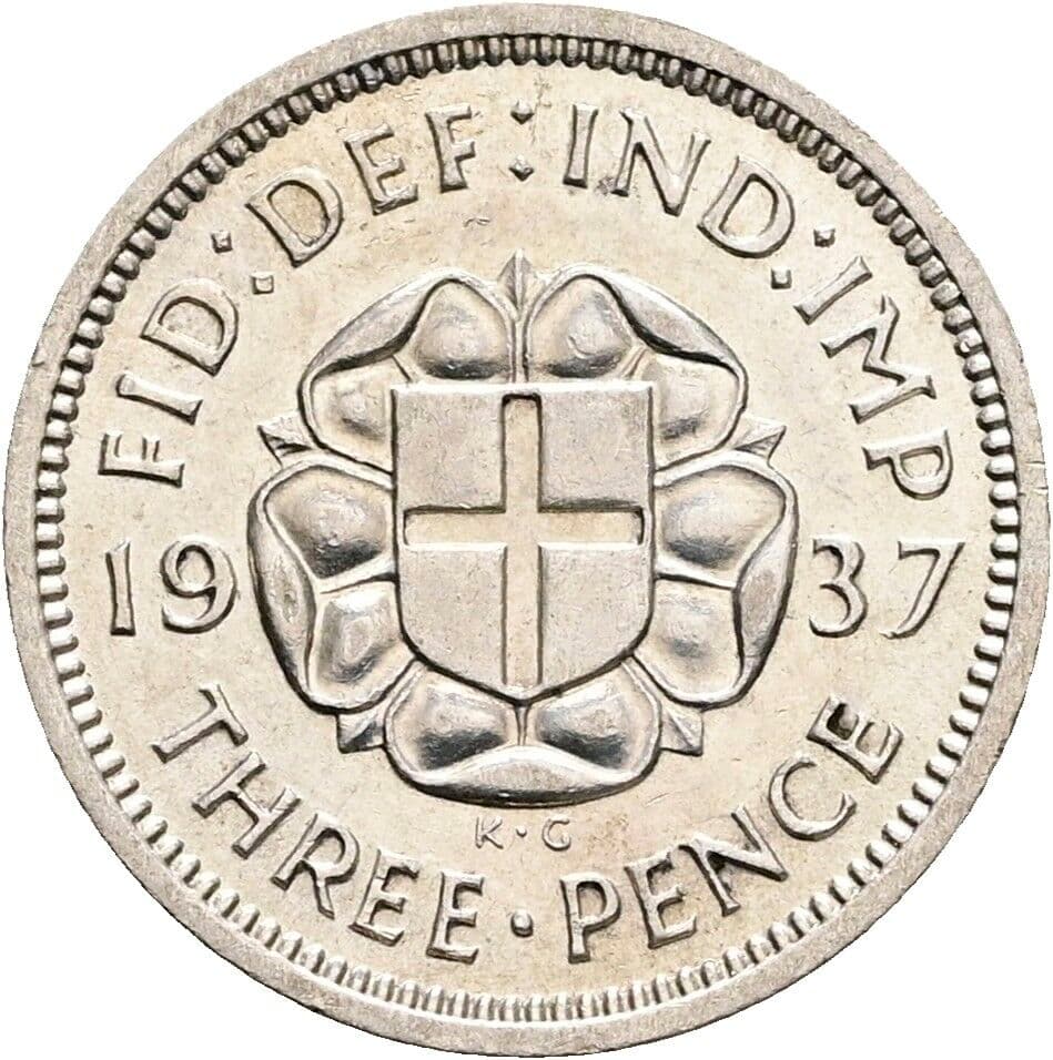 3 Pence George VI. 1936-1952 1937 – Rückseite