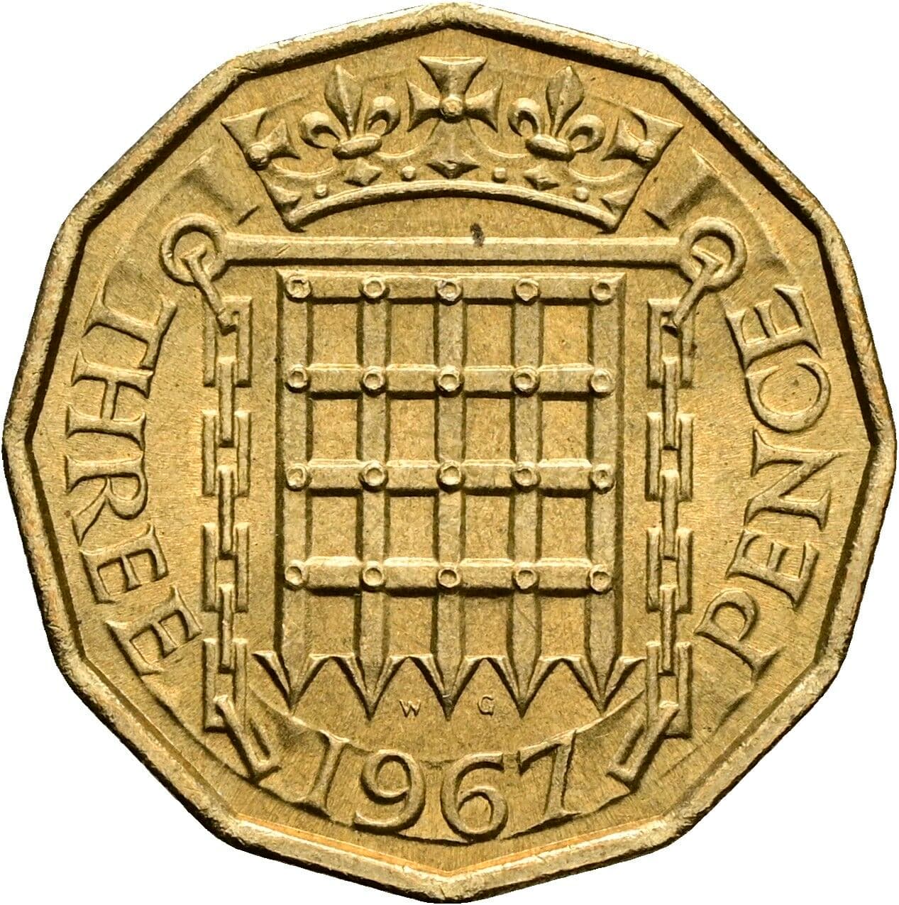 3 Pence Elisabeth II. 1952-2022 1967 – Rückseite