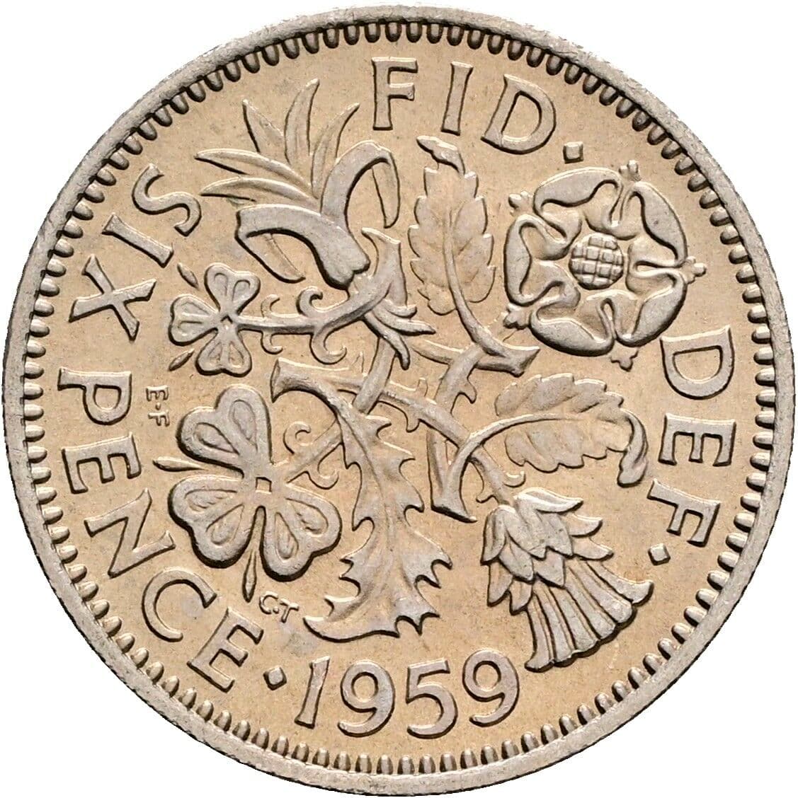 6 Pence Elisabeth II. 1952-2022 1959 – Rückseite