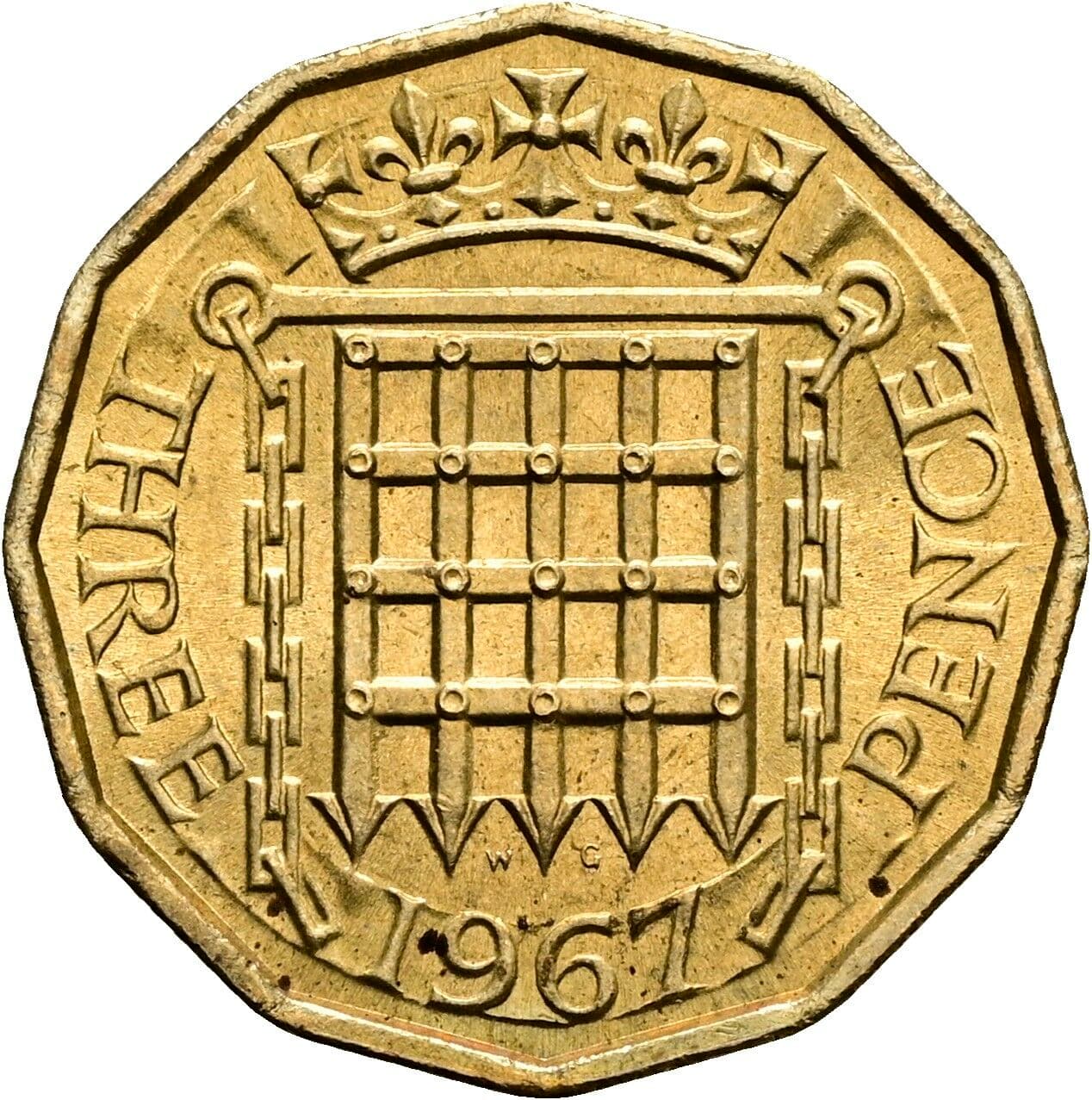 3 Pence Elisabeth II. 1952-2022 1967 – Rückseite